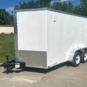7x12 White V-Nose Enclosed Trailer